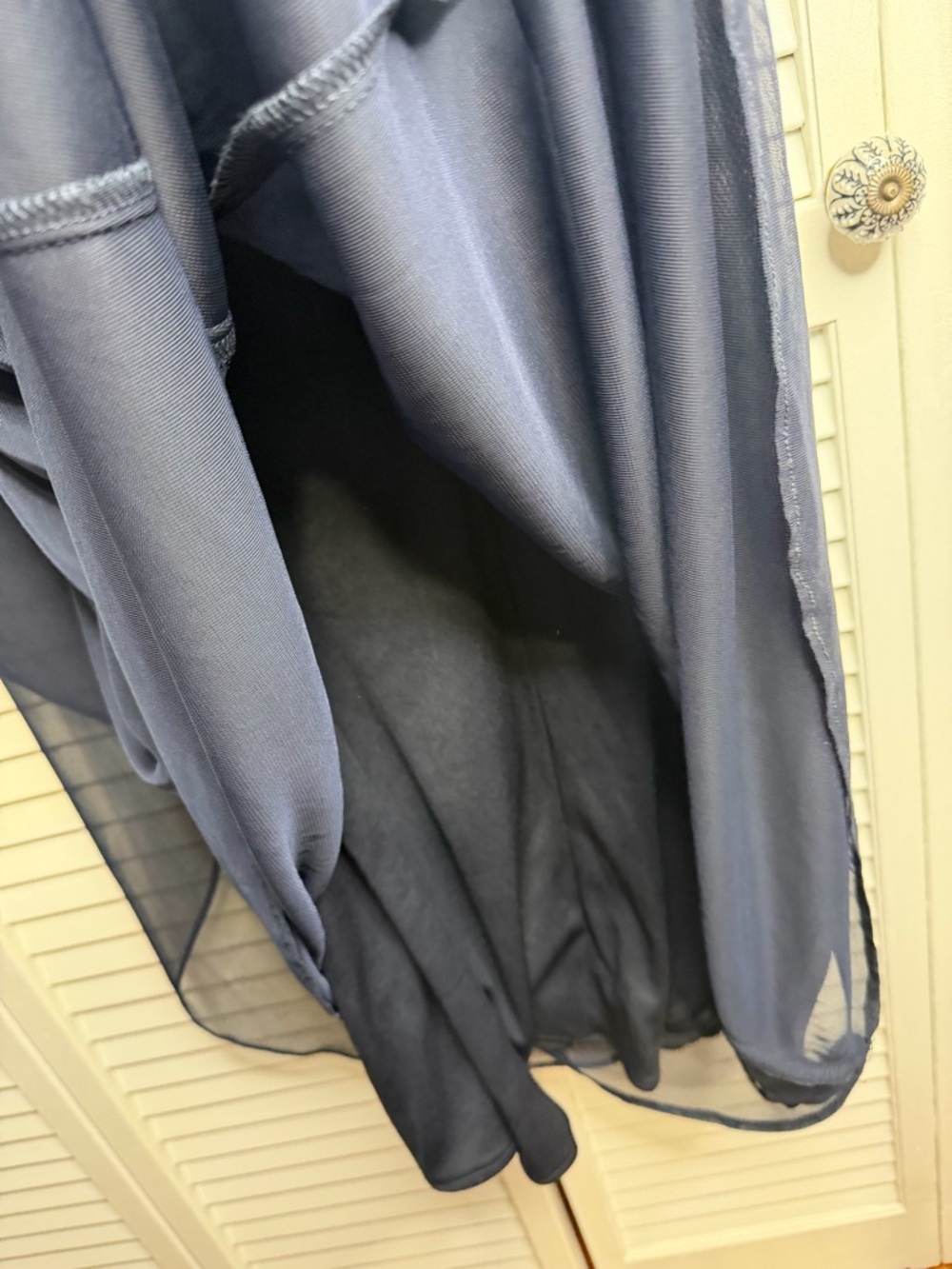 XSCAPE Dahlia Long Sheer Matte Jersey Beaded Top Dress coquette Navy Size 12 - Picture 11 of 15
